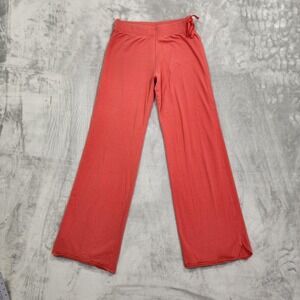 Moret Ultra Pants Womens S Red Wide Leg Jersey Side Drawstring Waist Yoga Lounge